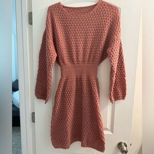 CUPSHE Coffee Connection Textured Knit Mini Sweater Dress Size Medium